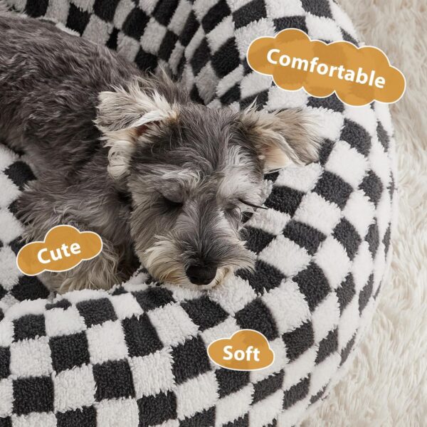 Donut Dog Beds for Small Dog, Round Cat Beds for Indoor Cats, Calming Pet Bed for Puppy and Kitty with Non-Slip Bottom, Cute Fancy Dog Bed with Extra Soft & Machine Washable Plush Fabric