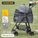 3 in 1 Folding Dog Stroller,  Pet Stroller for Small/Medium Dogs, Cat Stroller w/Removable Carrier, Car Seat, Sun Shades, Waterproof Small Dog Stroller, All Terrain Cat Stroller for 2 Cats