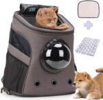 Large Pet Carrier Backpack, Bubble Backpack Carrier for Fat Cats and Puppies,Airline-Approved(Grey)