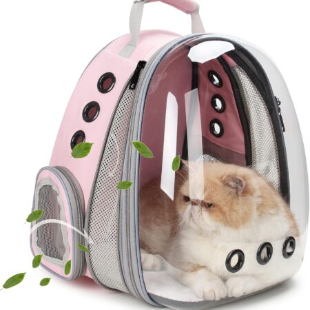 Cat Carrier Backpack, Bubble Expandable Backpack Carrier, Pets and Small Dogs,Airline-roved, Designed for Travel, Hiking, Walking & Outdoor Use (Front Expandable-Pink)