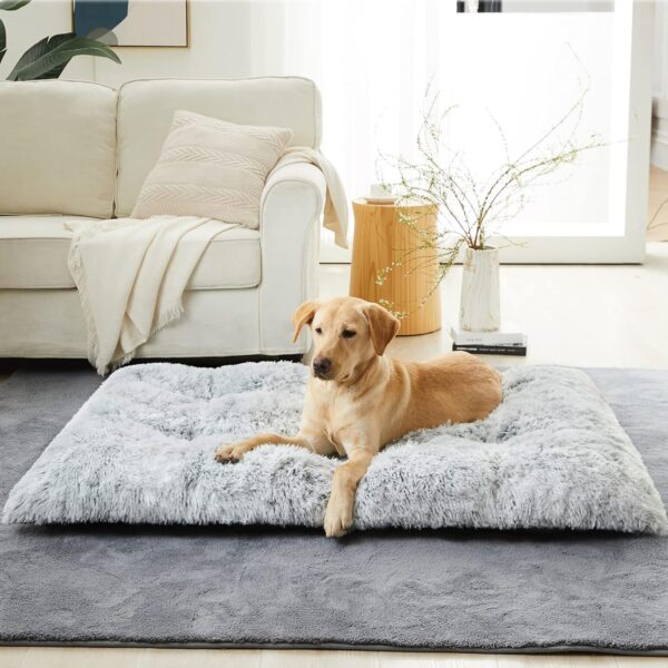 Dog Beds for Large Dogs, Plush Dog Crate Bed Fluffy Cozy Kennel Pad for Sleeping & Ease Anxiety, Washable Dog Mats with Anti-Slip Bottom for Large Medium Dogs