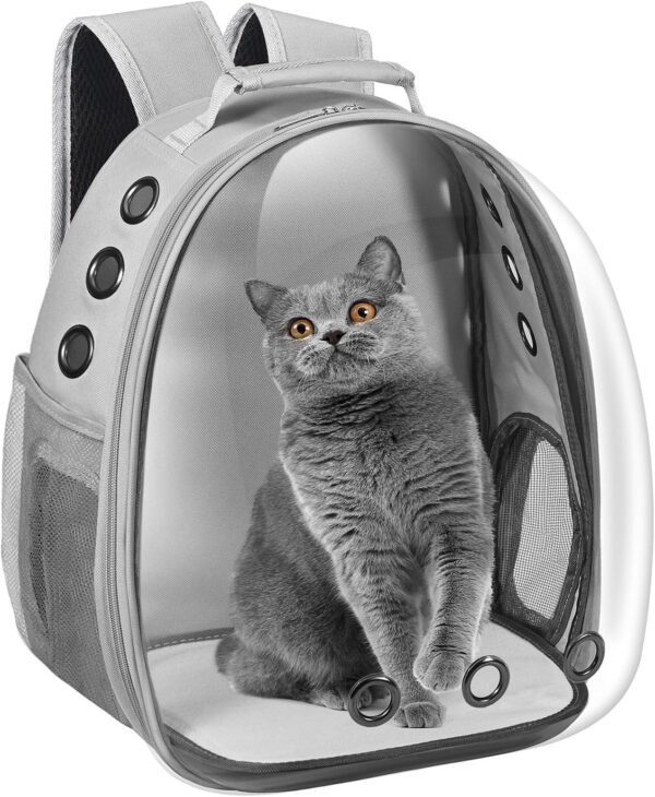 Cat Carrier Backpack, Pet Carrier Backpack Front Pack for Small Medium Cat Puppy Dog Carrier Backpack Bag Space Capsule, Airline-roved Pet Carrier for Travel Hiking Walking Camping (Grey)